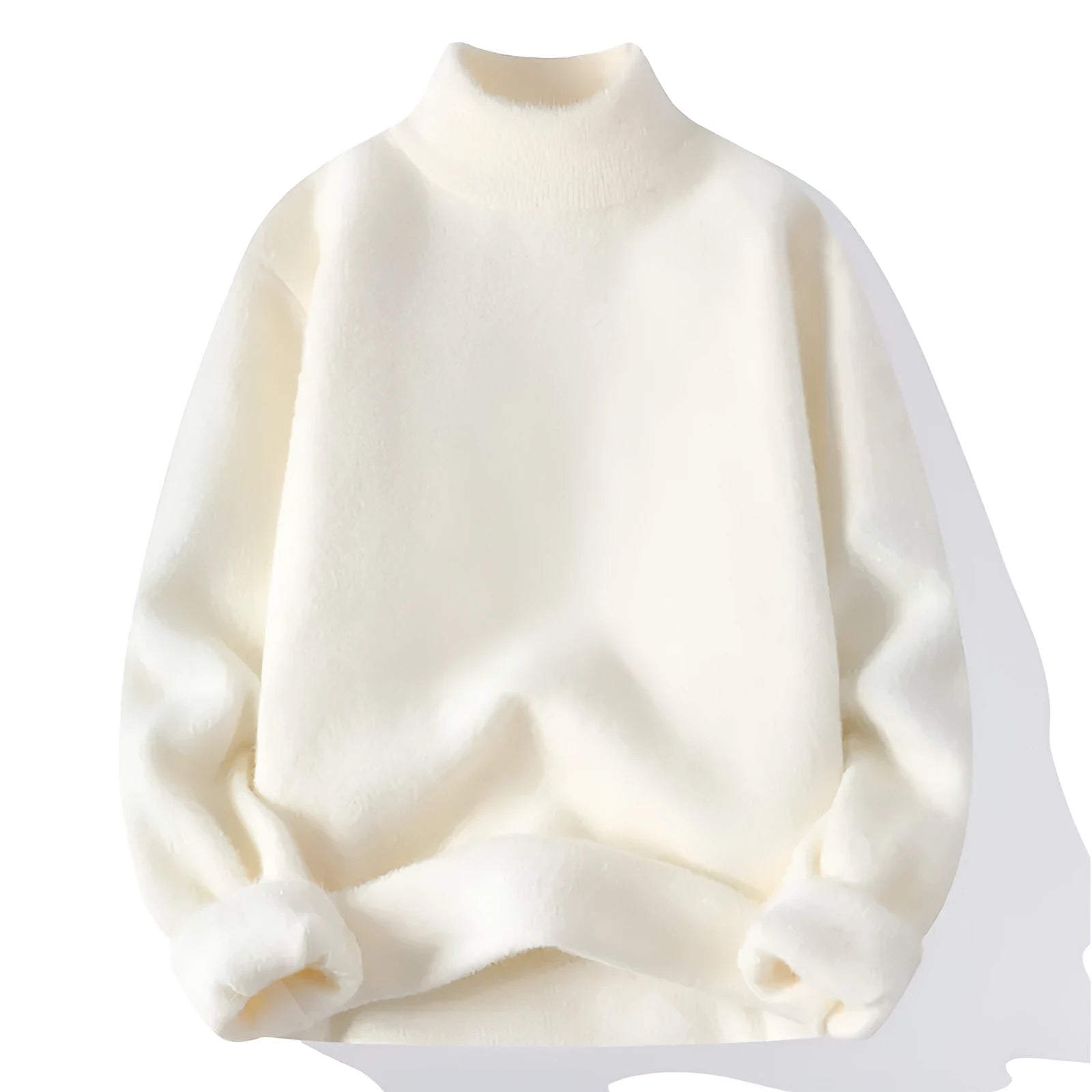 Men's half turtleneck sweater winter solid colour pullover long sleeve in black straight fit