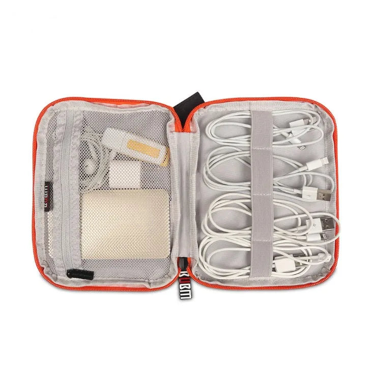 BUBM universal cable organiser in black, double layer XL, for USB cables and Apple iPhone accessories
