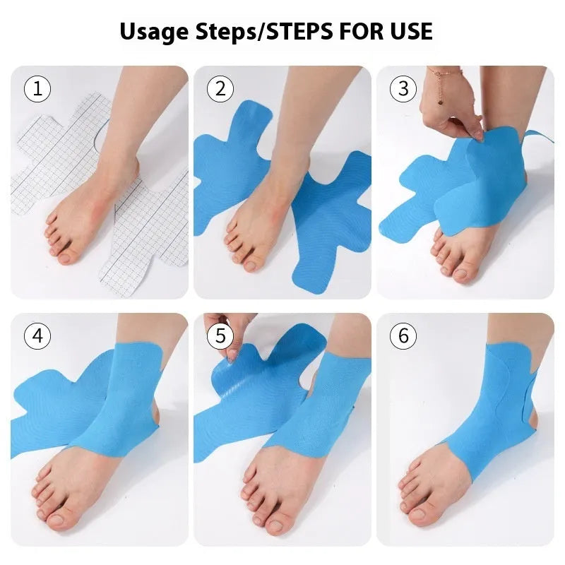 Pre-slitted elastic sports ankle support kinesiology tape bandage for calf and ankle protection