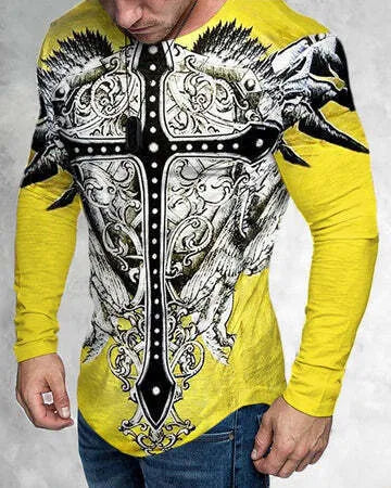 Men's 3D print graphic t-shirt, crew neck, slim fit, polyester, sizes S to 6XL