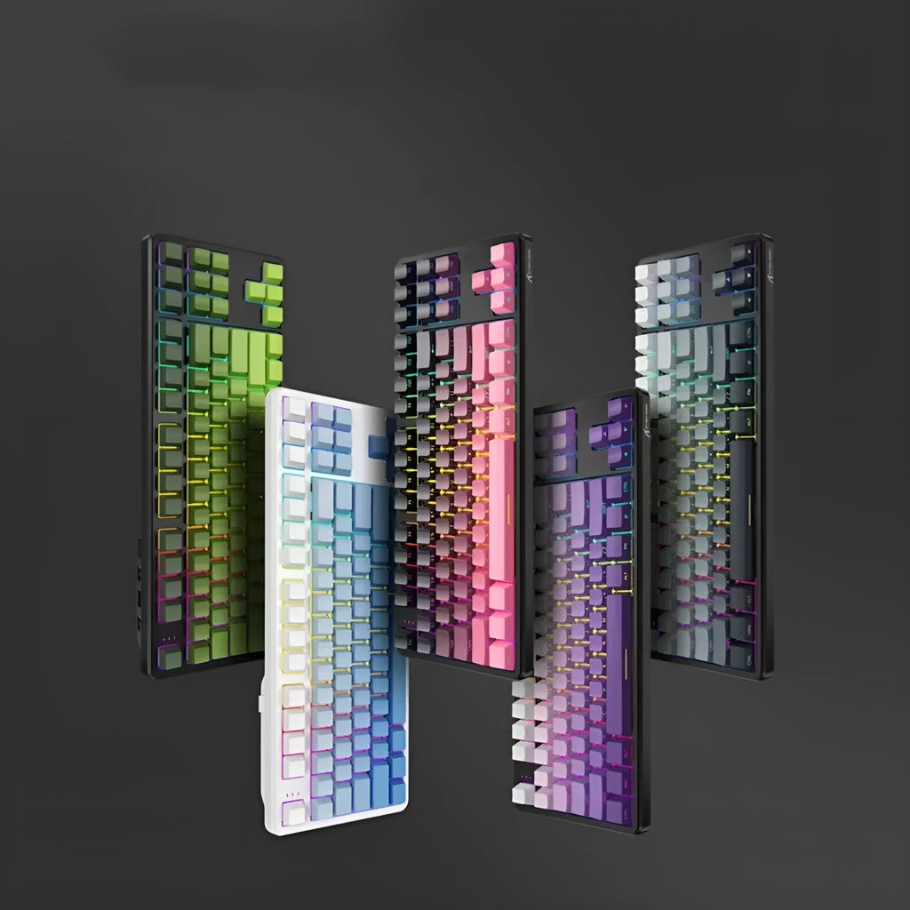 Punk colour matching wired mechanical keyboard in gradient BlackBerry, ABS body, 350 x 130 x 35mm, 1.5m cable