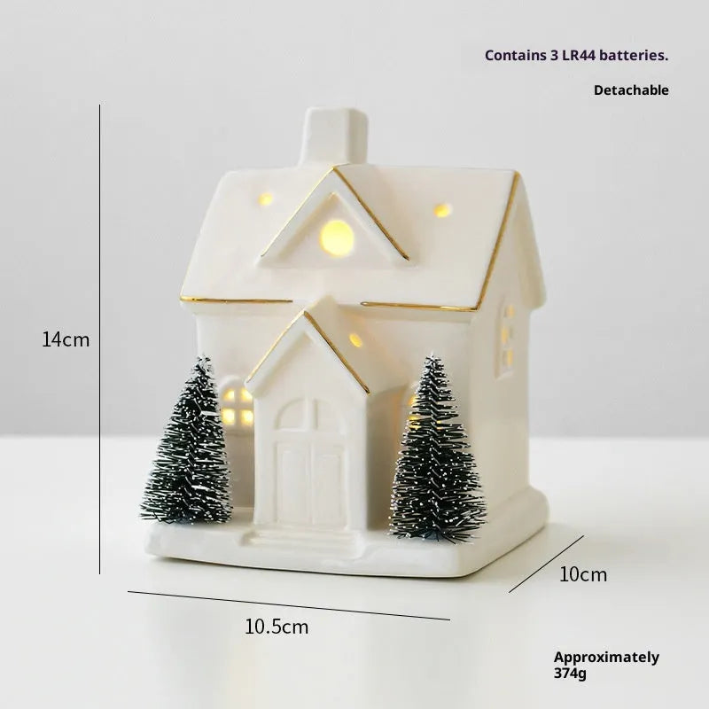 Creative Christmas tree house ceramic ornament in European villa style