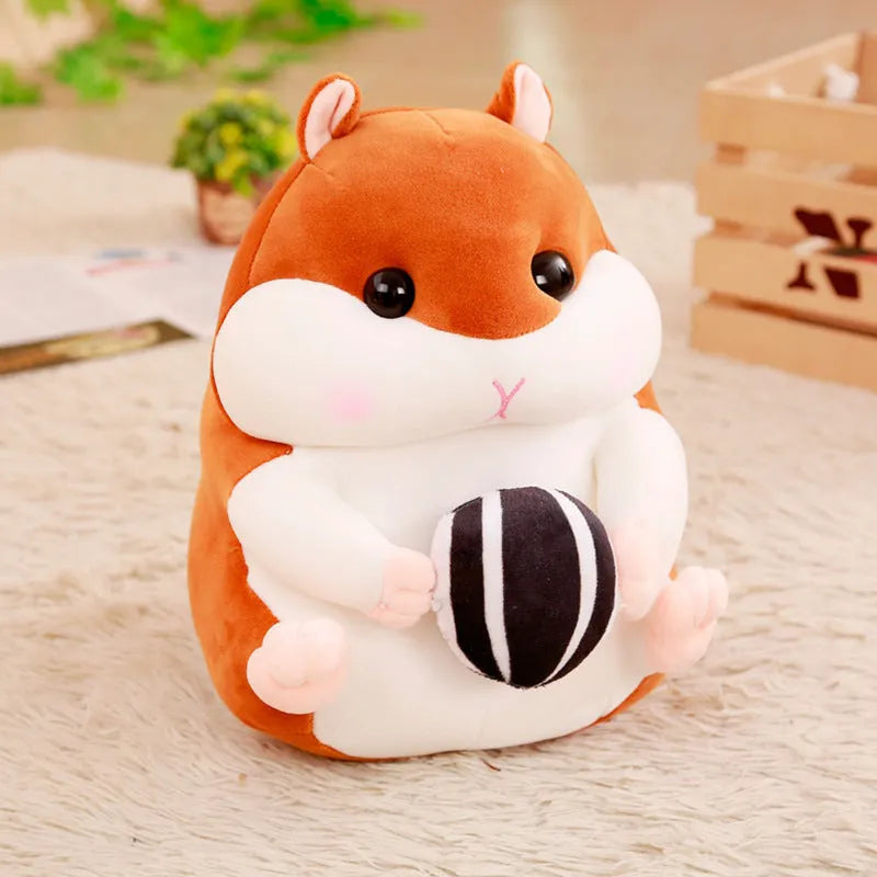 Super soft short plush hamster toy in pink with down cotton filling, 30cm size
