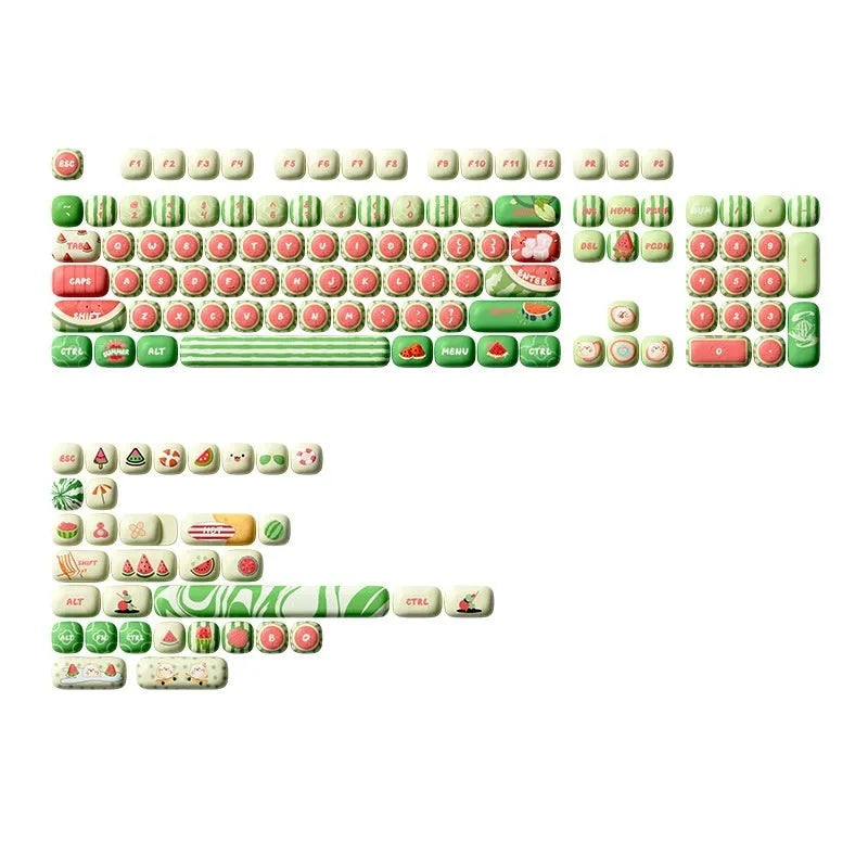 Watermelon theme mechanical keyboard key caps set with five-sided sublimation printing on PBT plastic