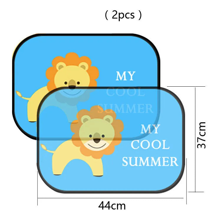 Electrostatic car side window sunshade with animal pair options on nylon mesh