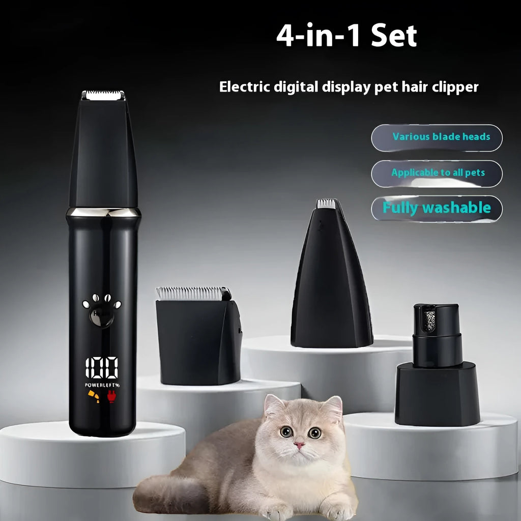 Electric pet shaver 4-in-1 set digital display ABS for dog grooming black and gun colour options