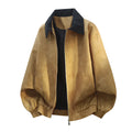 A man's casual jacket with a detailed stitching lapel collar in a choice of colours including black, brown, and pink.