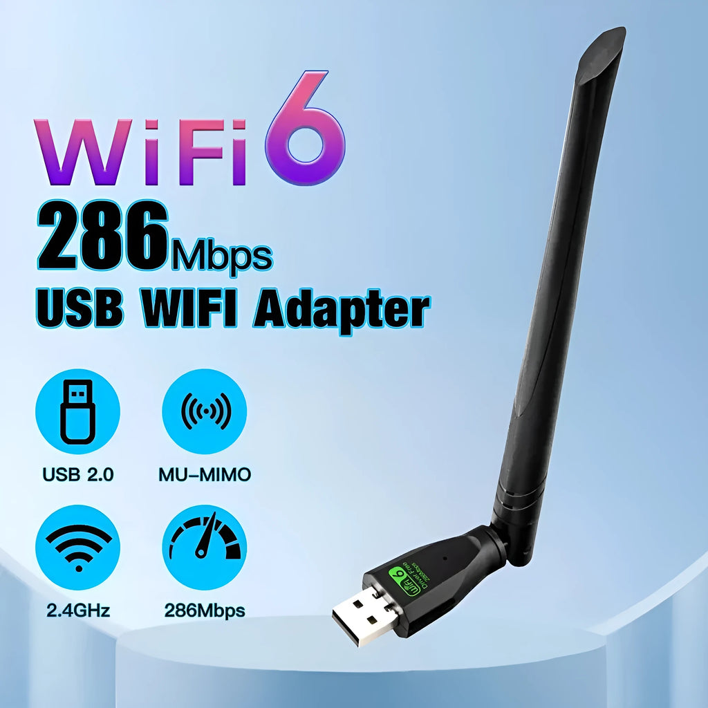 Black WiFi6 USB wireless network card for desktop and laptop computers