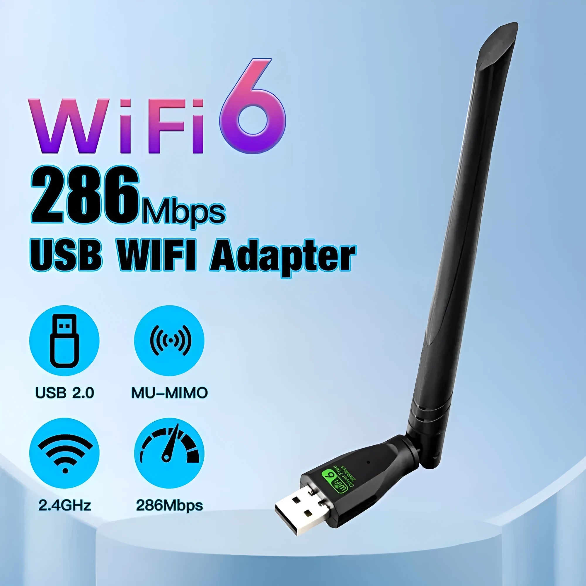 Black WiFi6 USB wireless network card for desktop and laptop computers