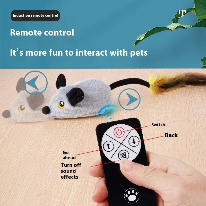 Simulation remote control plush cat toy with automatic induction movement in mouse designs
