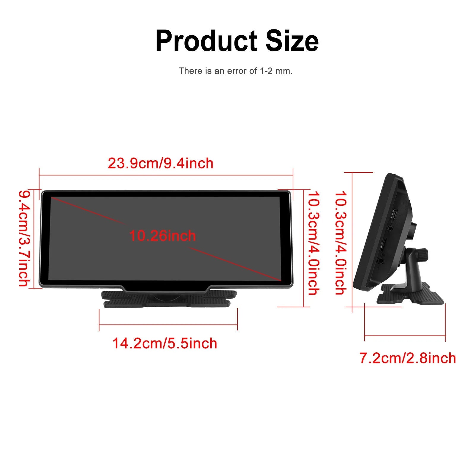 10.26-inch car digital video recorder with rear view camera system on vehicle dashboard