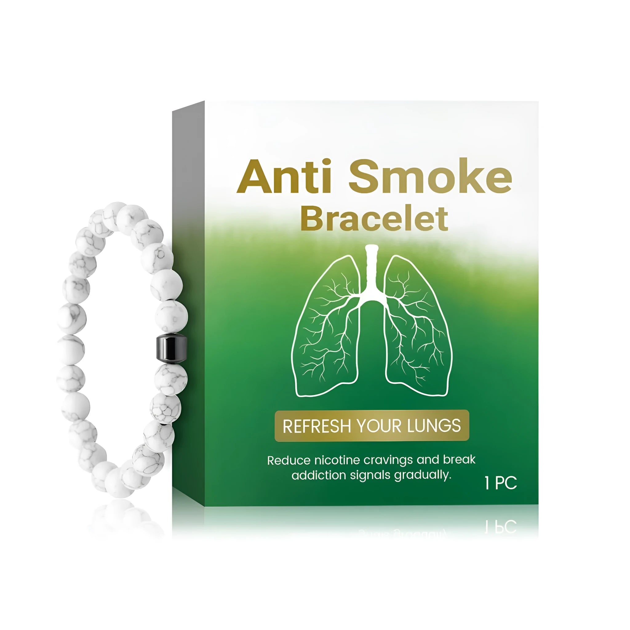 Women's synthetic turquoise smoke prevention bracelet with adjustable clasp on wrist