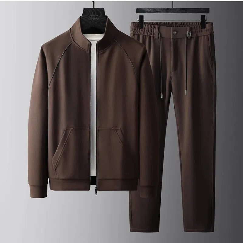 Men's slim fit stand collar sports suit in Vinylon fabric with matching pants