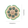 Green lotus-shaped adhesive catnip ball toy for cats, shown with dimensions approximately 10.5cm.