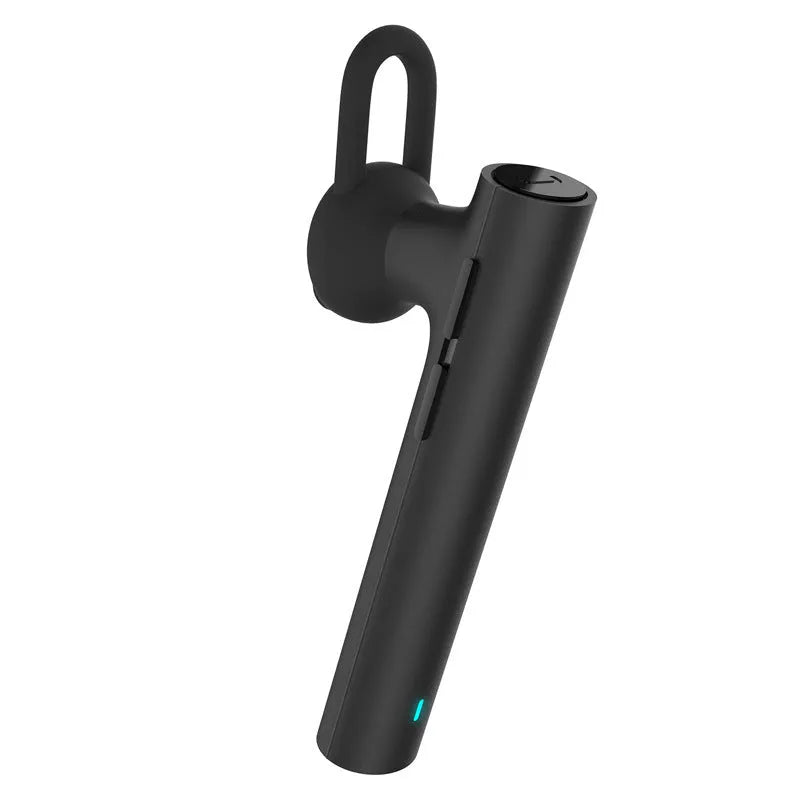 Compact black and white wireless Bluetooth V4.1 headset earpiece showing scale.