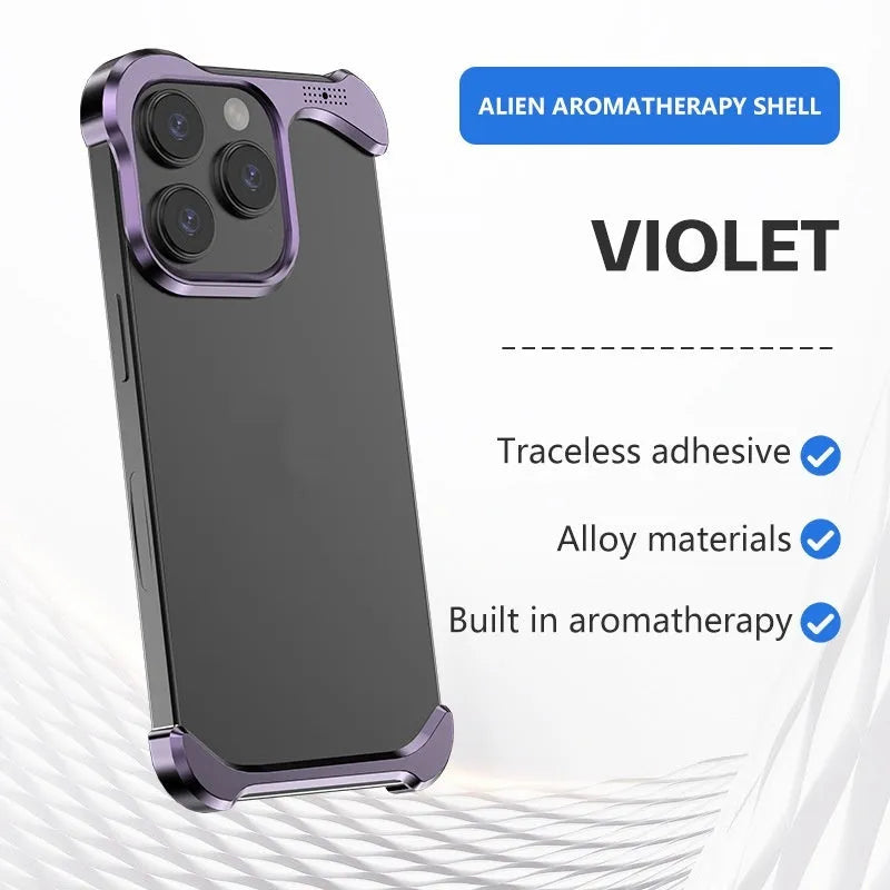 Translucent aluminium alloy phone case with laser finish in black, fitting iPhone 14 Pro