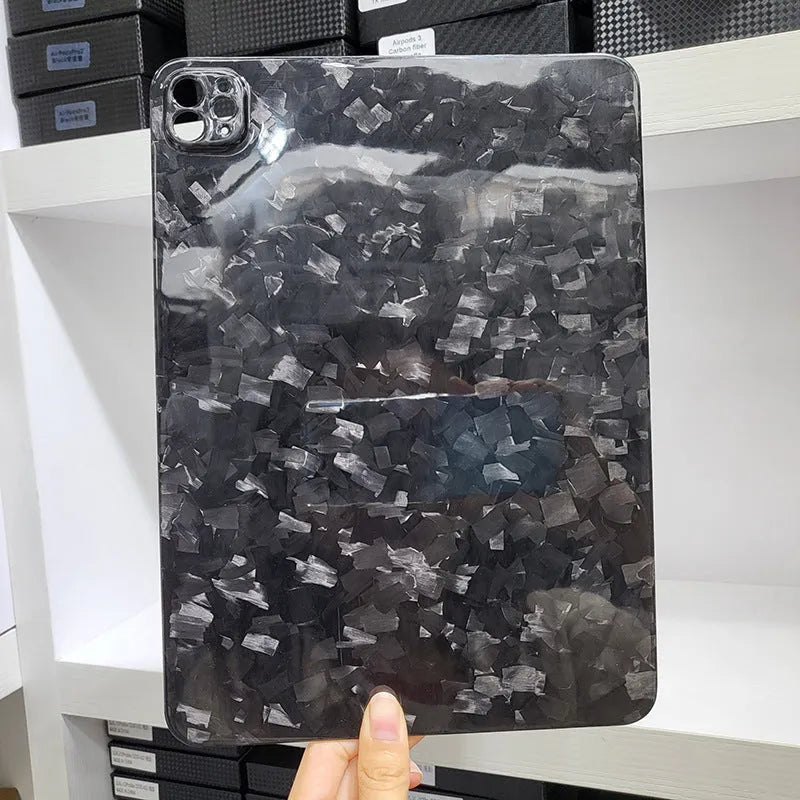 Real carbon fibre flat hard case protective cover for Apple iPad Pro 11 in a matte textured finish.