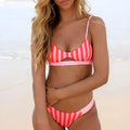 Women's bikini swimwear in polyester fabric with dots or stripes pattern options