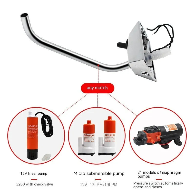 316 stainless steel electronic control RV faucet with rotating spout and mirror polished finish