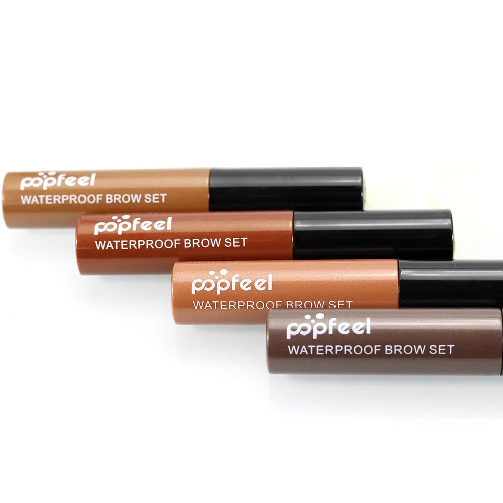 POPFEEL eyebrow dye cream kit with applicator brush and four colour option labels No.1 No.2 No.3 No.4