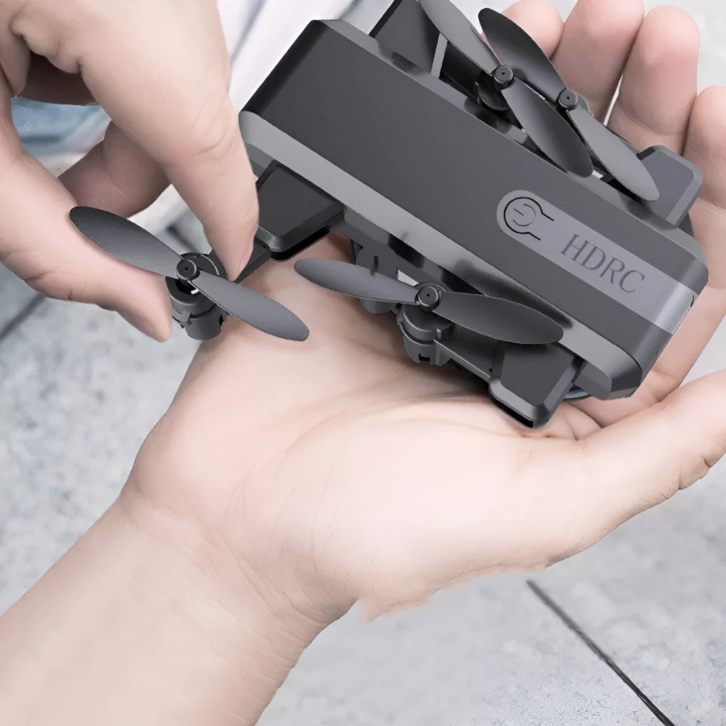 H2 mini folding drone with 2.4G remote, LED night light, foldable design, black colour, 720mAh battery
