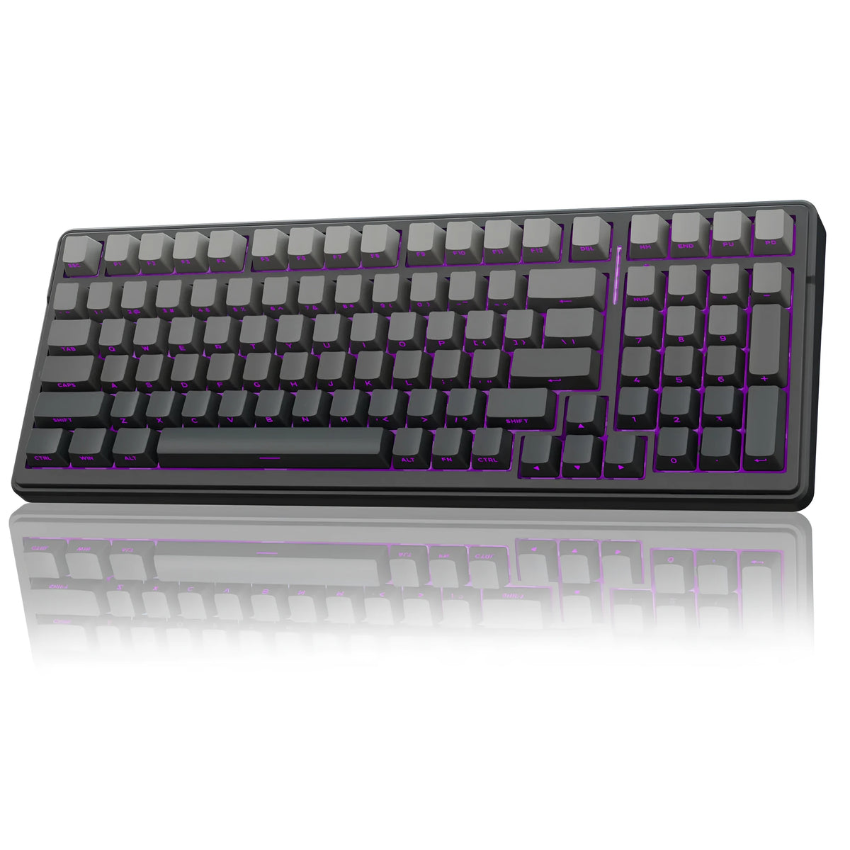Gasket structure mechanical keyboard with gradient gray edge carving and gray wood shaft colour option