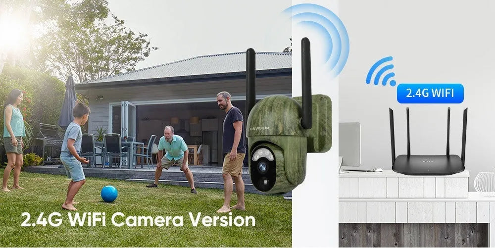 Camouflage 4G solar camera with 2K full colour lens, ABS body, and screw mount for outdoor use