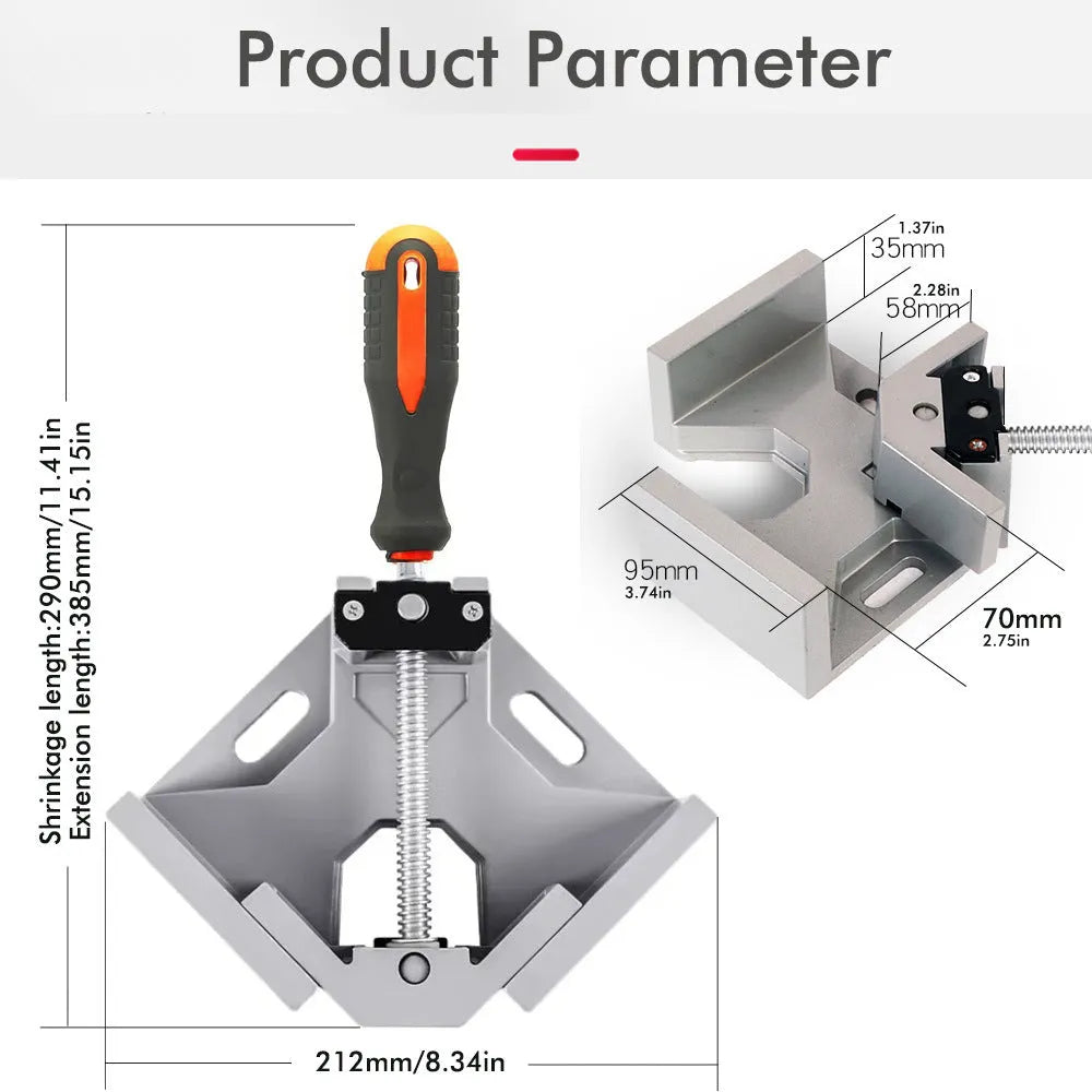 90 degree right angle clamp in aluminium alloy for woodworking corner holding, single or 2PCs option