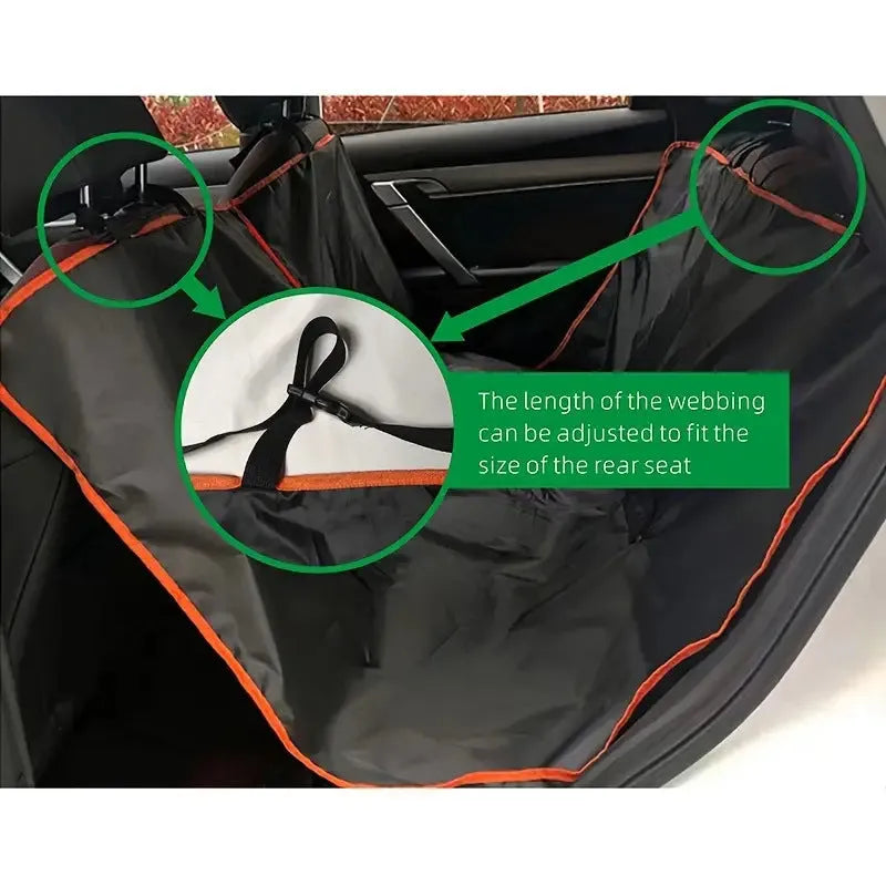 Black fabric pet anti-fouling pad for car rear seats with adjustable straps for SUV fit
