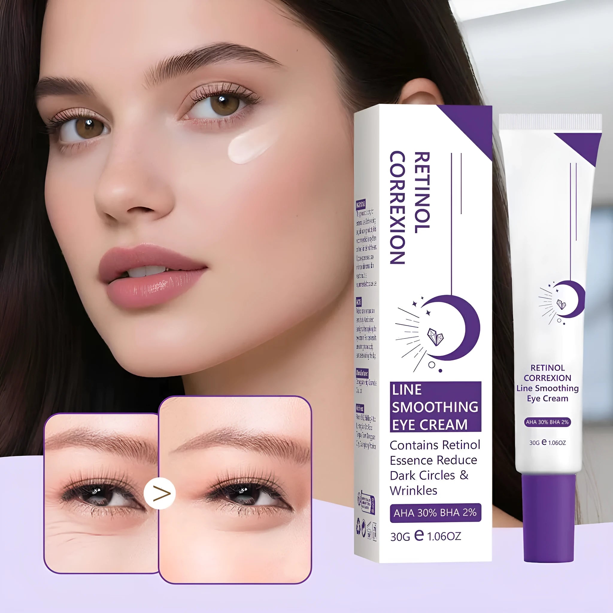 30g jar of retinol eye cream with hyaluronic acid for under-eye care
