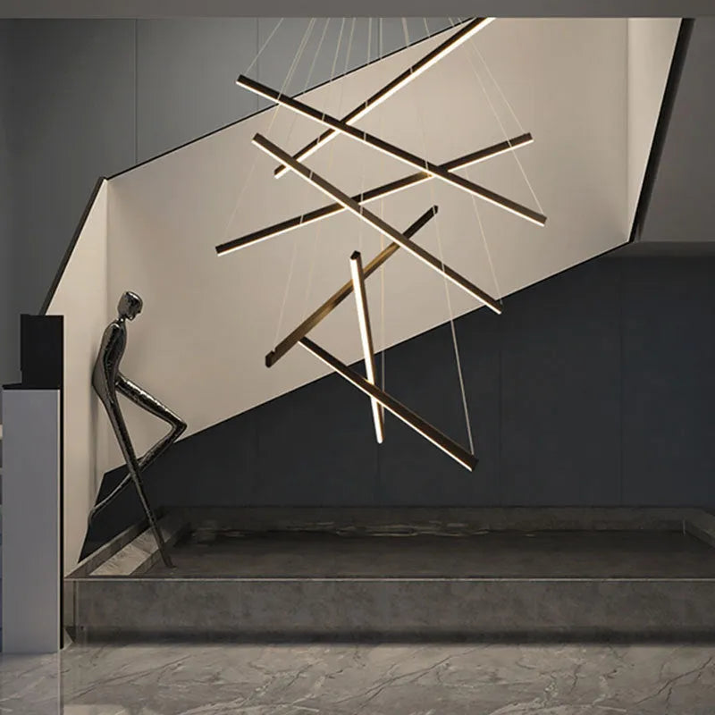 Modern glass LED chandelier with remote control, black iron body, adjustable height 1-3 metres, 3-head model