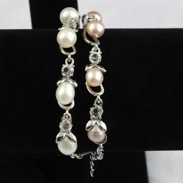 Freshwater pearl bracelet with Korean crown design for women, genuine pearl beads, pearl bracelet colour