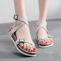 Women's cow suede toe covering slippers with buckle closure, brown colour, low heel 1-3cm, round toe, flat heel on plain background
