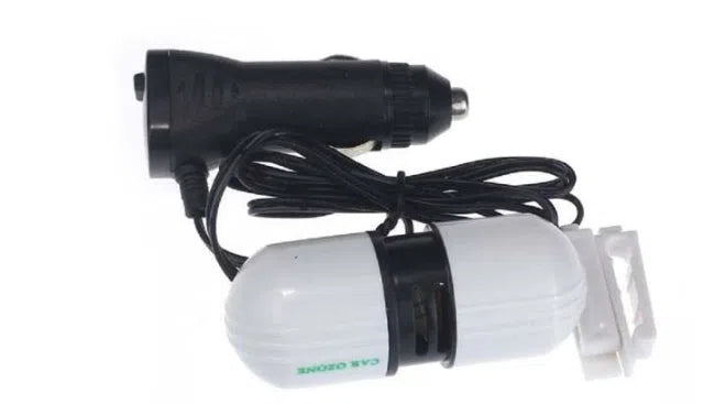 White compact car air purifier deodorizer 75x30x26mm portable 12V for various cars