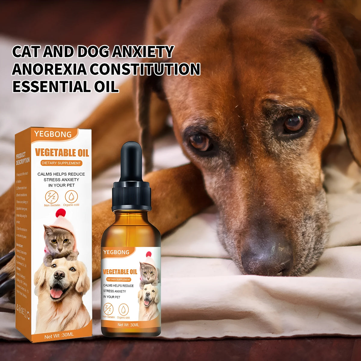 30ml bottle of hemp seed oil for pets, suitable for cats and dogs