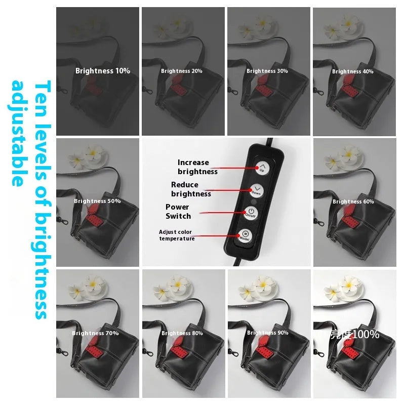 50cm metal frame photo light box with reflective cloth interior and LED lighting panel