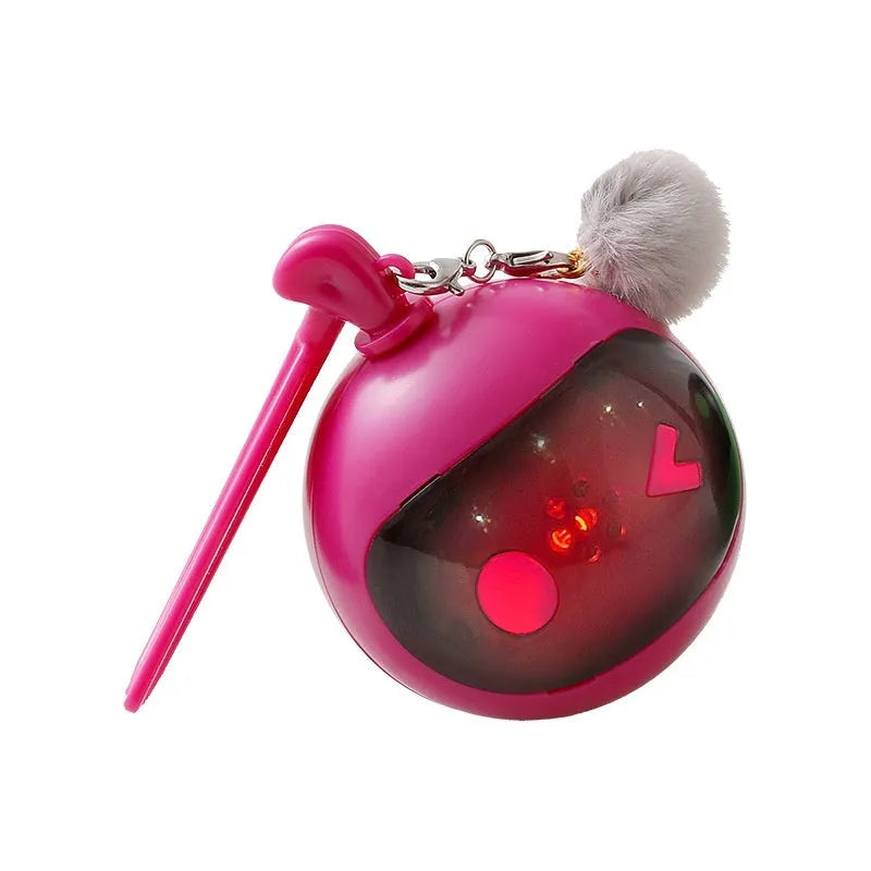 Cat toy pet elastic self-hi relief toy in green and rose red with plastic construction