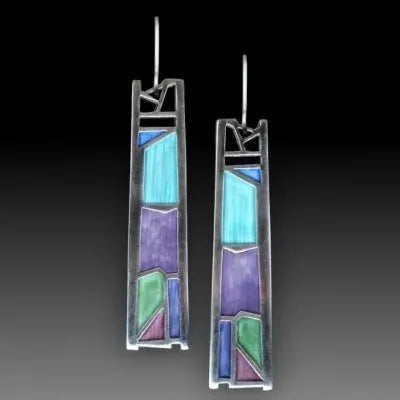 Silver water drop shaped women's earrings with irregular electroplated finish