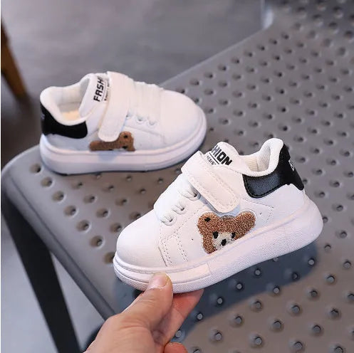 Baby Bear casual kids sports shoes in black, green or khaki with cartoon pattern and rubber soles