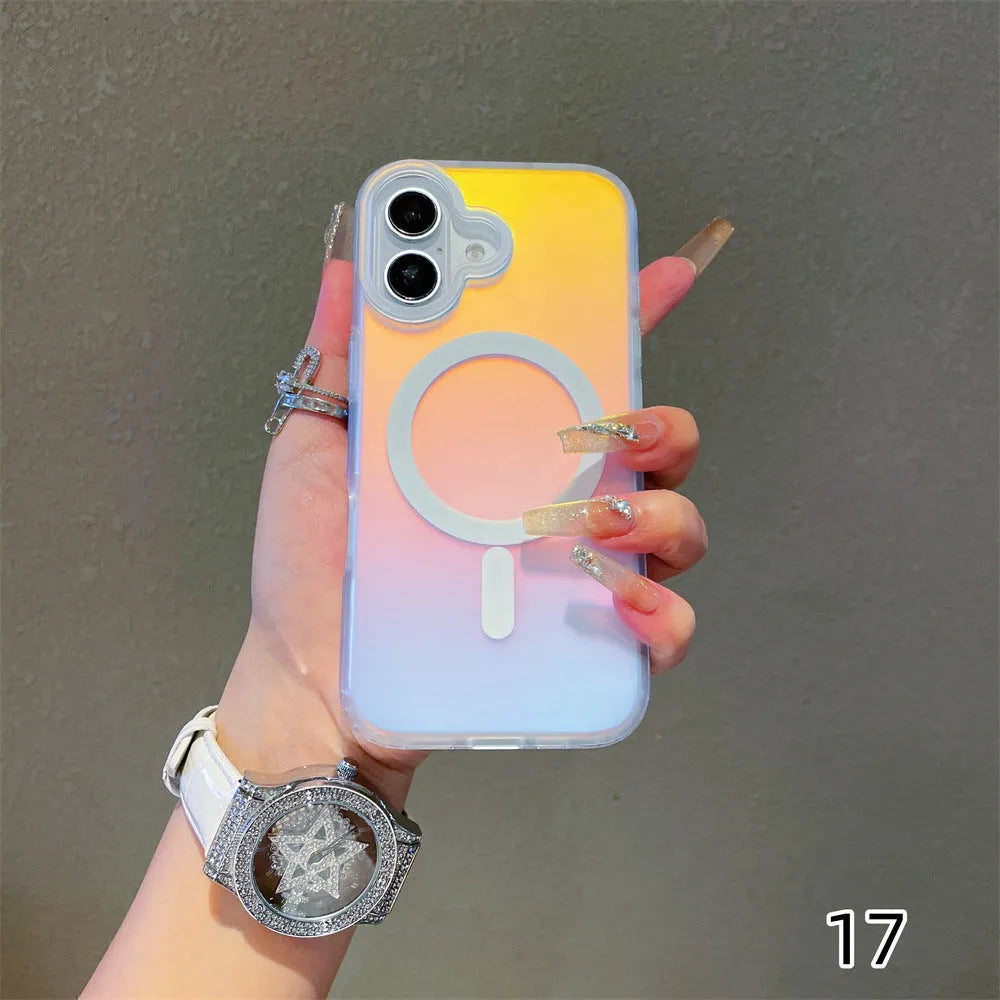 Laser gradient frosted magnetic phone case for iPhone 17 series with TPU PC construction