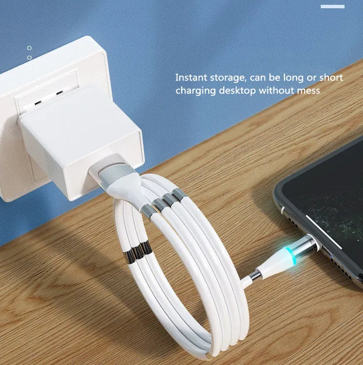 3A fast charging magnetic data cable with interchangeable heads, TPE material, black colour, 0.9 metres