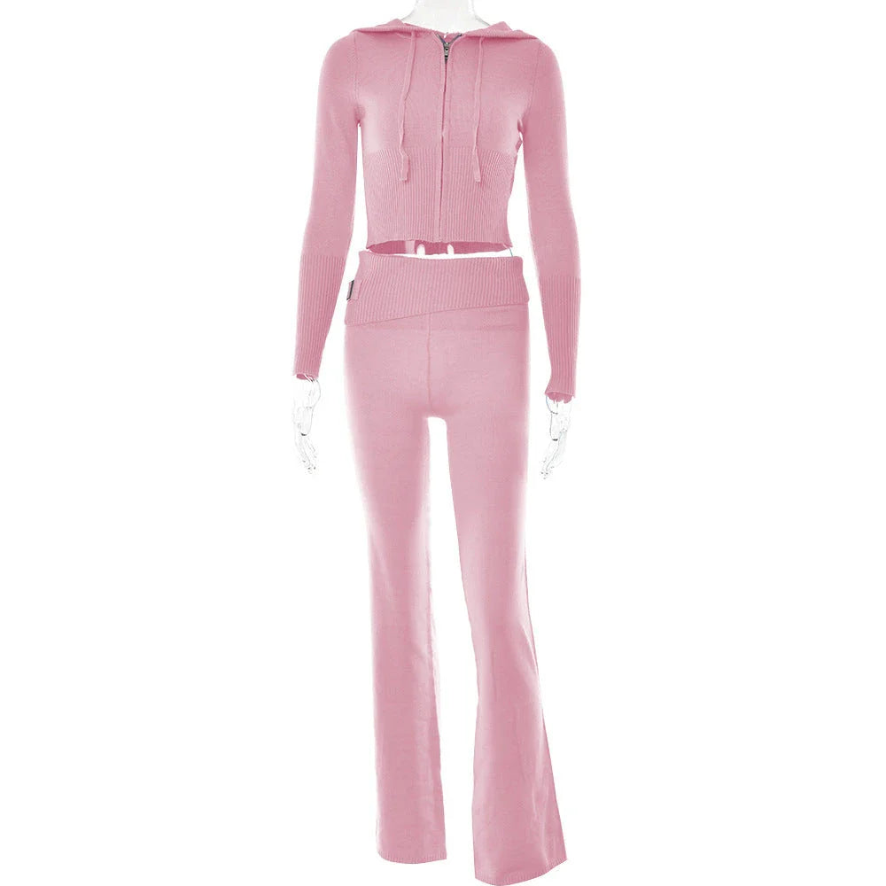 Cozy Chic Hoodie & Pant Set for Women in various colors and sizes, featuring a stylish zip-up hoodie and high-waisted pants