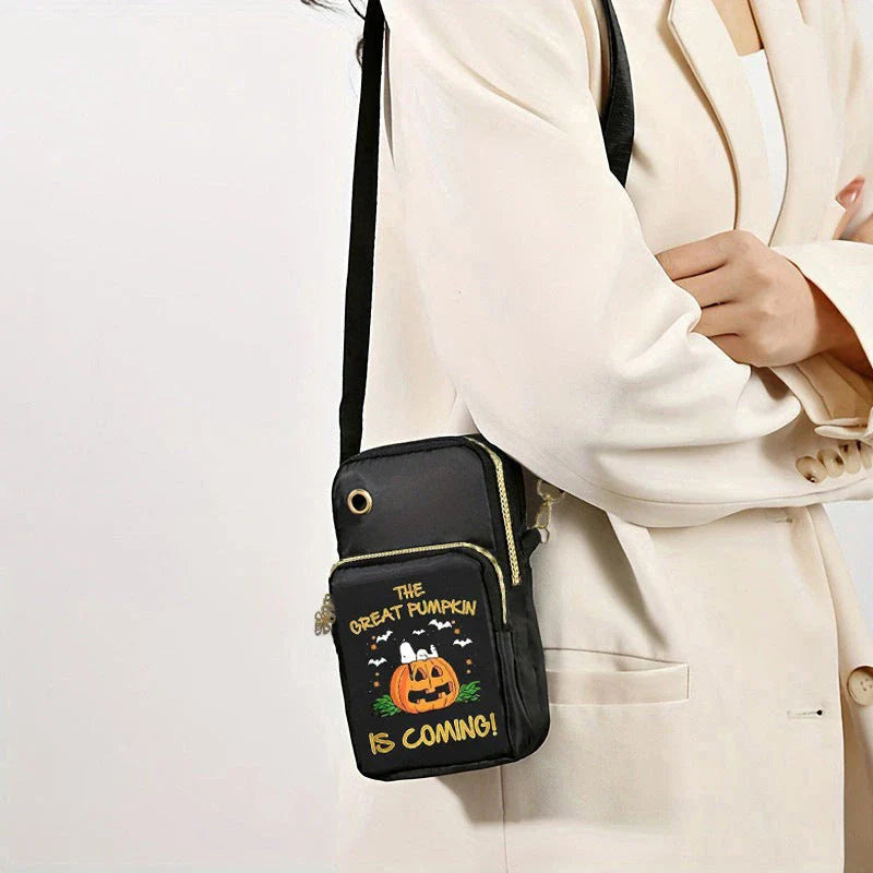 Halloween Pumpkin Pattern Phone Bag Coin Wallet Cute Mini Crossbody Shoulder Bag for Women and Kids