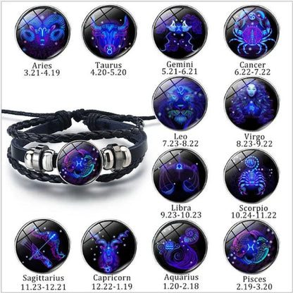 Handcrafted Zodiac Constellation Bracelet featuring unique braided design and variety of astrological sign options