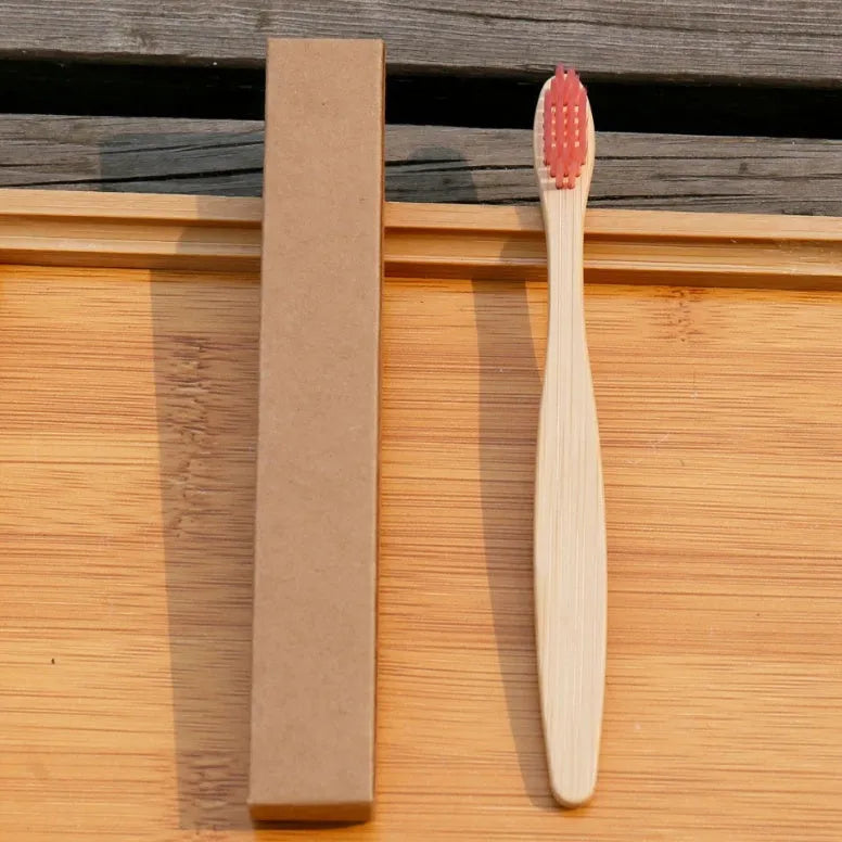 Eco friendly bamboo soft fibre toothbrush with biodegradable handle and soft bristles