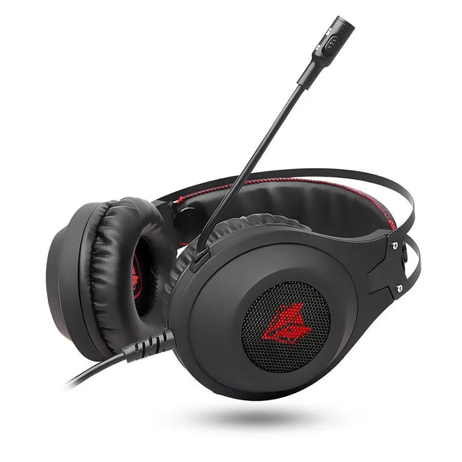 NUBWO N2 black and silver gaming headset with adjustable headband and rotating volume control on earcup