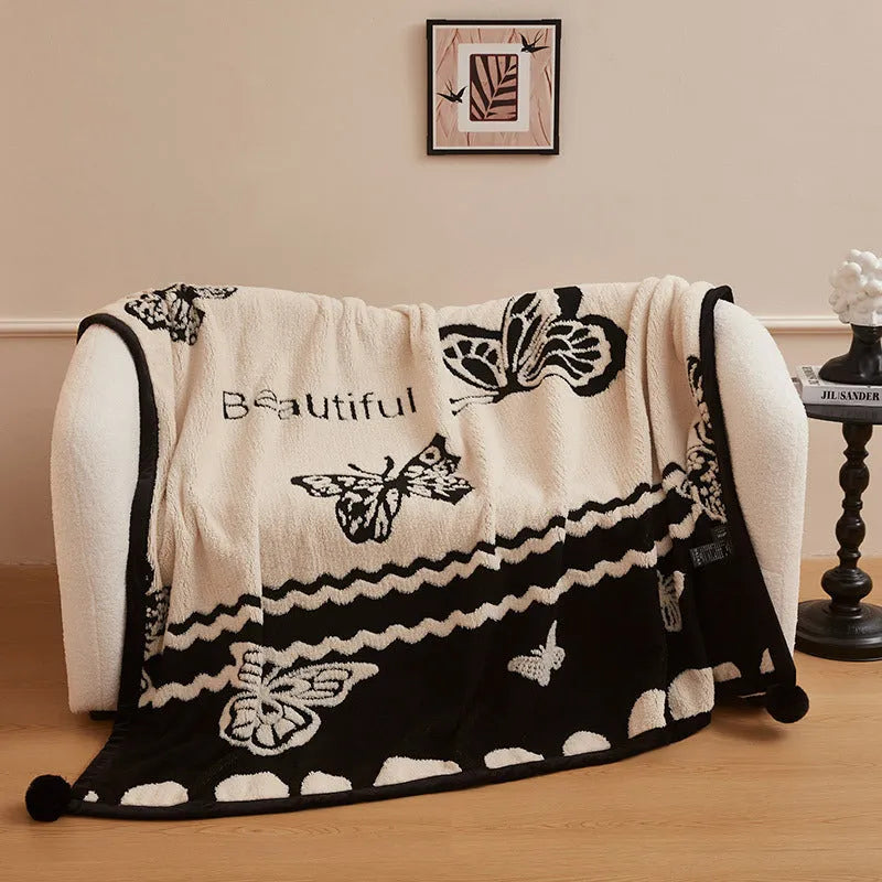 Black and white panda velvet multifunctional blanket in six sizes from 100x150cm to 230x250cm