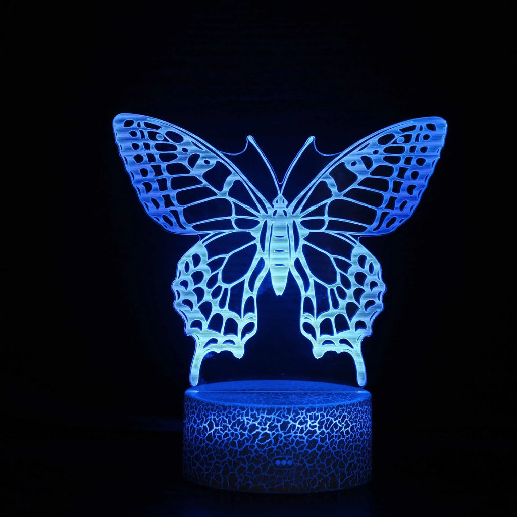 Small acrylic 3D table lamp with colourful night light effect on ABS base with USB cable
