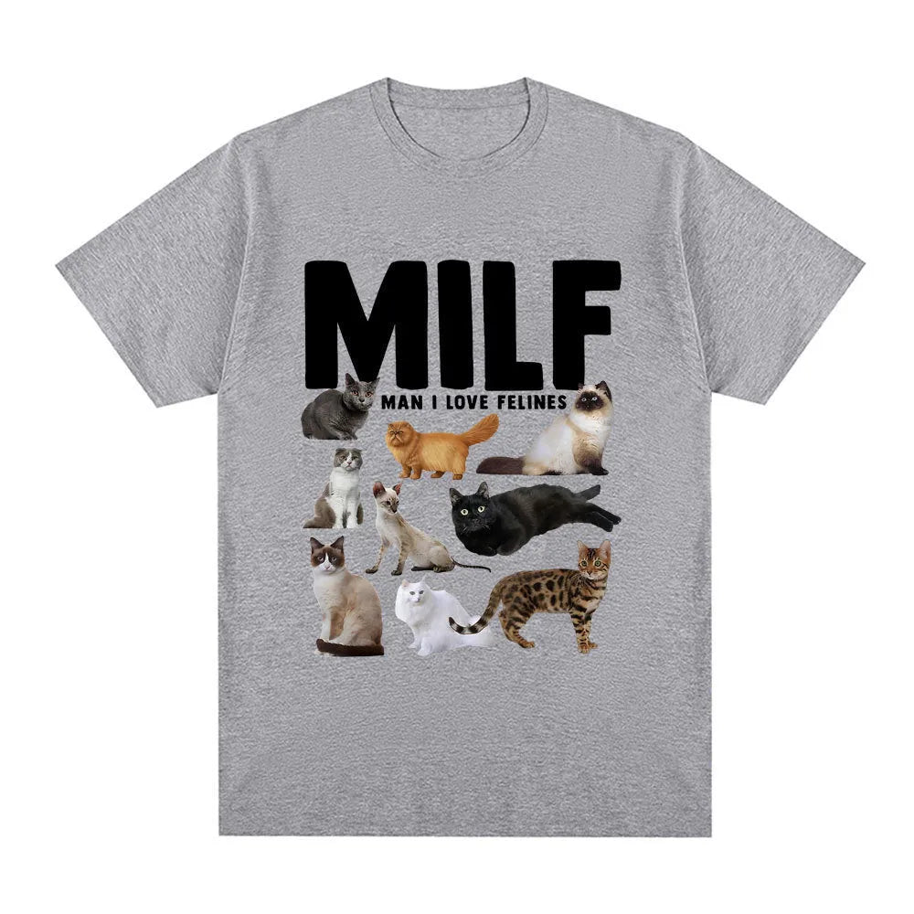 Geometric pattern cat lovers graphic printed on a short sleeve cotton t-shirt.