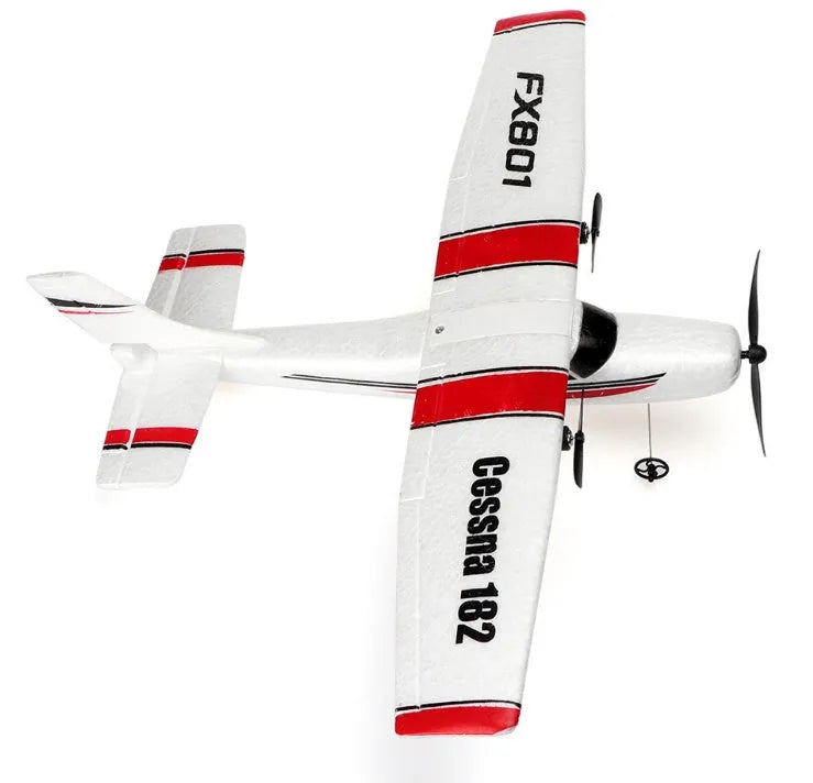 DIY Cessna 182 remote control glider in white and blue EPP foam with landing gear and remote control